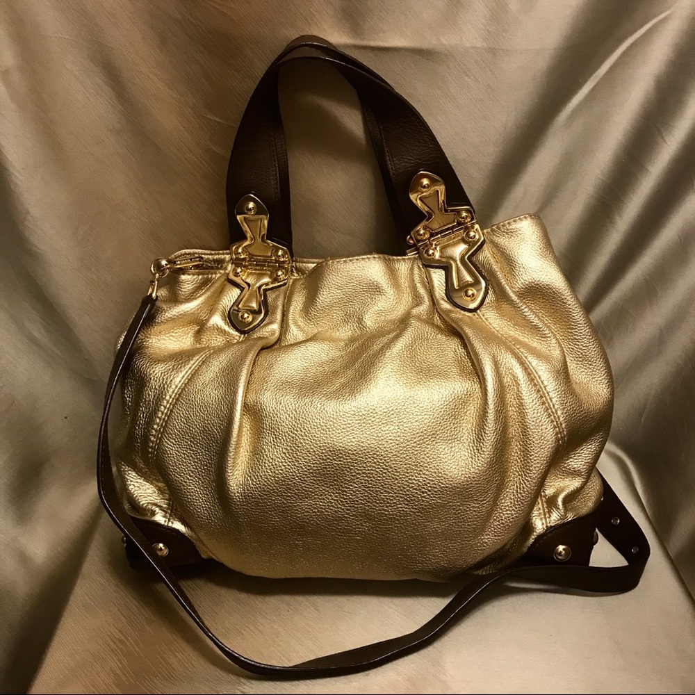 Michael Kors Metallic Gold Satchel Leather Bag